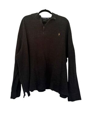 Polo Ralph Lauren Charcoal Gray Quarter Zip Pullover Sweater Size 3XB Big & Tall